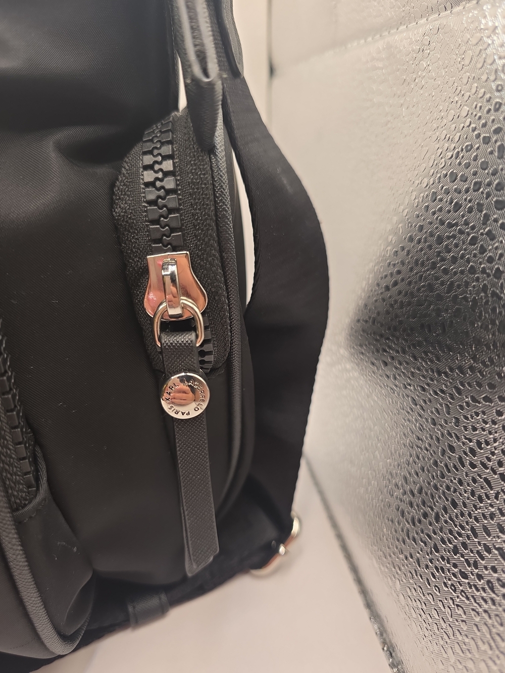 Karl Lagerfeld Black Nylon Crossbody Bag with Character Patch - Picture 5 of 15